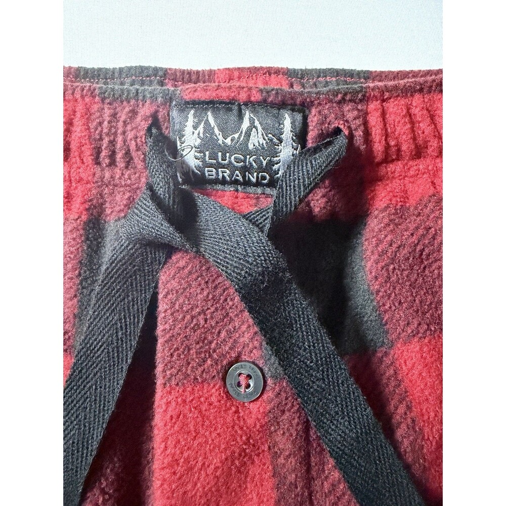 Lucky Brand Sleep Pant Men’s Red Black Flannel Elastic Waist Pockets Size L - Picture 2 of 7